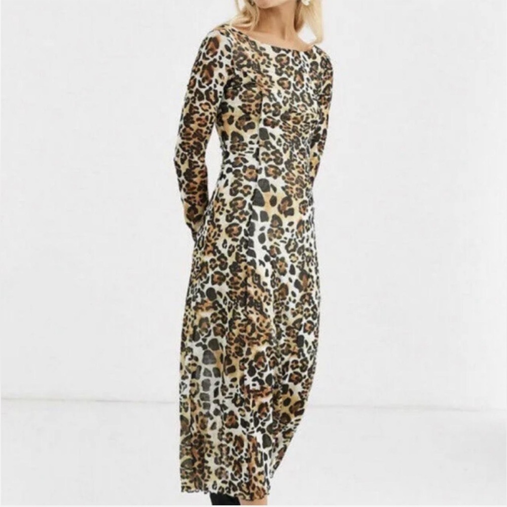NWT Stockholm Atelier X Other Stories Leopard Bodycon Long Sleeve Dress Size 2 - Picture 3 of 10